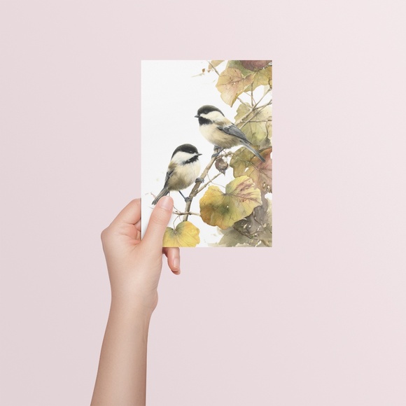 Watercolor Chickadee Bird Portrait Wall Art Print, Unframed - Charming Nature - Picture 5 of 7